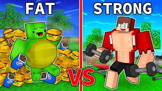 FAT Mikey vs STRONG JJ Battle - Minecraft Animation / Maizen