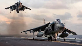 AV-8B Harrier II Showing the Insane Jump on Aircraft Carrier