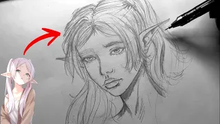 Draw with me Frieren semi-Realistic♡ real time sketching session ✦ [chill ambience]