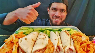 Eating Delicious Chicken Shawarma and Spicy Chips - Relaxing ASMR