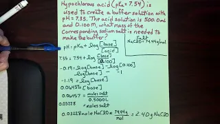 CHEM A106 Chapter 18 preparation of a buffer calculation