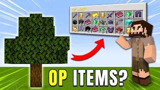 Minecraft but Leaves Drop OP Items