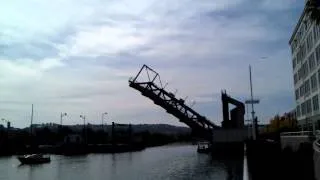 Historic 4th Street Bridge Raises and Lowers to Let Small Boat Craft Pass Under in San Francisco