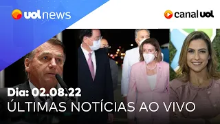 EUA x China: viagem de Pelosi a Taiwan; Soraya Thronicke ao vivo, Bolsonaro, TSE e mais | UOL News