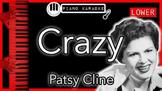 Crazy (LOWER -3) - Patsy Cline - Piano Karaoke Instrumental