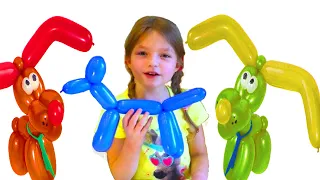 Diana learn colors in English with balloon dogs. DiashaLike.