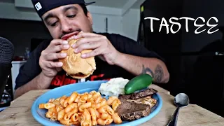 HomeMade Buffet MUKBANG | PASTA, MASHED POTATOES, CHICKEN SANDWICH, TRI TIP | SOCIAL EATING SHOW