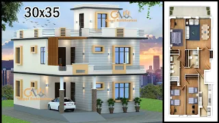 30X35 3D House Design | 2 Floor Modern House Plan | 5BHK Room 3D House Plan  | Gopal Architecture