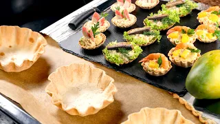 How to make Thin Crispy tartlets for appetizers, snacks and finger food recipes