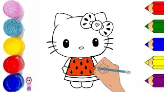 how to draw watermelon Hello kitty  step by step | fruit drawing ‎@Gul-e-ZahraArt