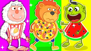 Lion Family 🍒 Pretend Play School & Eat not Healthy food | Cartoon for Kids