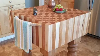 Woodworking...How to Make a Big Beefy End Grain Butcher Block Table #woodworking #butcherblocktable