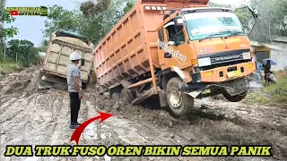 Semakin Parah⁉️Dua Truk Fuso Terpuruk Di Kubangan Lumpur,Dua Truk Hino Sampai Kewalahan MenarikNya