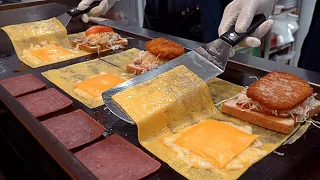 딱지토스트 So Creative! Amazing Folding Ham Cheese Egg Toast - Korean street food