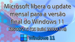Saiu o update MENSAL para o Windows 11 versão final - 22000.318