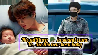 His military 🪖 husband came To. See his new born baby || Taekook ff  || Taekook oneshot  | toptae