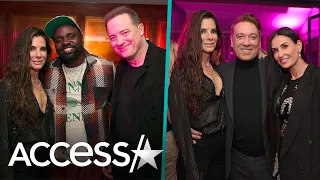 Sandra Bullock Poses w/ Brendan Fraser & Demi Moore In Rare Appearance At Pre-Oscars Party