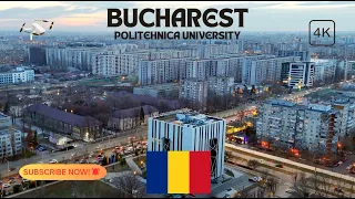 [4K] University Politehnica of Bucharest, Captured Sunset with Drone