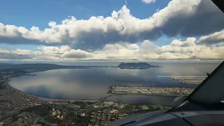 Cockpit Condor A320 landing at Gibraltar Airport