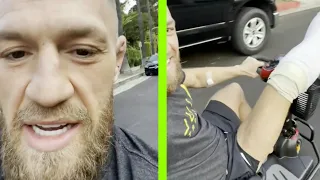 Conor McGregor talks recovery process while cruising in Wheelchair