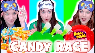 ASMR Candy Race with Closed Eyes | Tik Tok Jelly, Gummy Eyeballs, Nerds Rope | Mukbang