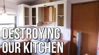 Cabinet Demo & Over the Range Microwave | Budget Mobile Home Remodel #3