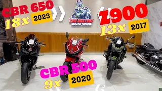 Z900abs 2017(13x) + cbr500r 2020(9x) + cbr650r 2023 odo1k(18x)-thi moto thủ đức