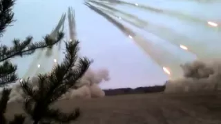 Ukraine War   War in Donbass  Launch BM 21 Grad Rocket System   Rocket Artillery