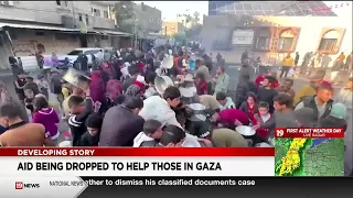 Aid being dropped to help those starving in Gaza with famine looming