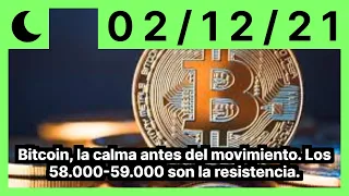 Bitcoin, la calma antes del movimiento. Los 58.000-59.000 son la resistencia.