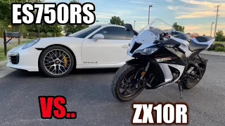 ES750RS 911 Turbo S vs. Kawasaki ZX10R!