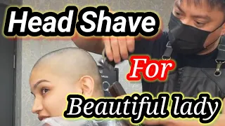 Head shave for beautiful lady