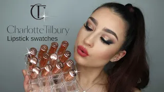 MY CHARLOTTE TILBURY LIPSTICK COLLECTION || 16 SHADES SWATCHED