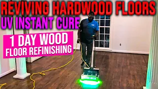 Bringing back Life into these Hardwood Floors with UV Instant curing | 1 Day Wood Floor Refinishing