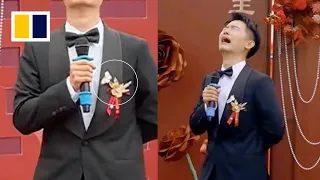 Groom in China sheds tears as late grandmother ‘comes back’ as butterfly for wedding