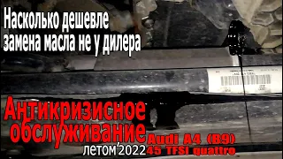 Антикризисное обслуживание Ауди - Сколько стоит замена масла на Audi A4 не у дилера