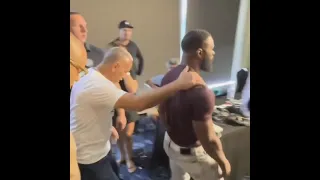 Tyron Woodley got mad when one of the  Paul's team member started arguing with momma's Woodley
