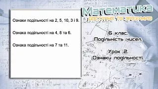 6 клас.  Урок 2. Подiльнiсть чисел.  Ознаки подільності