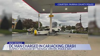 DC man in custody after stealing car from teen in Fairfax County, crashing into gas station