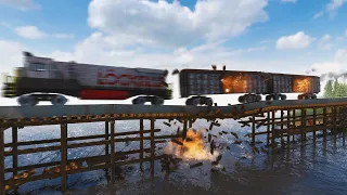 Train on FIRE VS Dynamic Bridge with EXPLOSIVES | Teardown