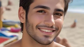 Handsome Young Men on the Beach in Barcelona 4K AI Lookbook