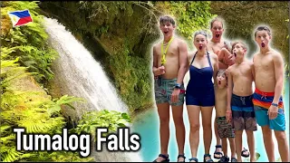 The WATER is so BLUE!!! American Family is AMAZED at Tumalog Waterfall!