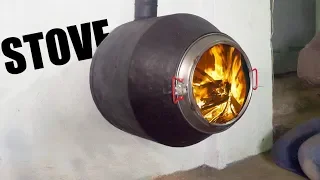 Suspended Wood Stove using a Concrete Mixer