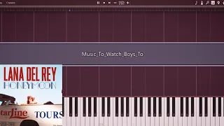 Lana Del Rey - Music To Watch Boys To (Piano Tutorial + FREE MIDI) | 'Honeymoon' album