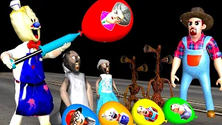 Scary Teacher 3D Nick and Tani Troll Granny's Daughter vs Siren Head's Son with Pumping Balloon Mask