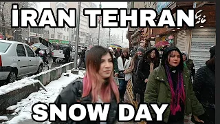 Iran tehran walking tour city center snow day🌨️.4k|60fps.