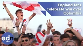 Fans celebrate as England beat Colombia in tense World Cup match