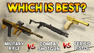 GTA 5 ONLINE : PERICO PISTOL VS MILITARY RIFLE VS COMBAT SHOTGUN (WHICH IS BEST WEAPON?)