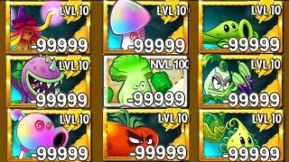 PvZ 2 Treasure Yeti Zombie LEVEL 10 vs All Plants Max Level