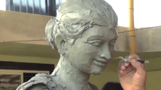 Contemporary Cement Sculpting Camp, Karnataka - Women Grinding Rice Sculpture
